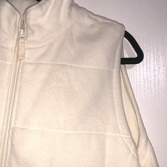 Womens White Lands End Fleece Zip-Up Vest Size L Warm & Soft Polyester Blend - Picture 6 of 11
